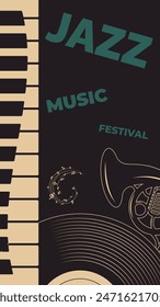 jazz festival flier or poster design. retro style, vector illustration