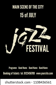  Jazz festival flyer, poster. Vector illustration. vector lettering. Promo brochure. Announcement of music event