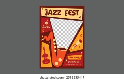 Jazz Festival Flyer. flyer template, greeting card, poster, banner or social media.