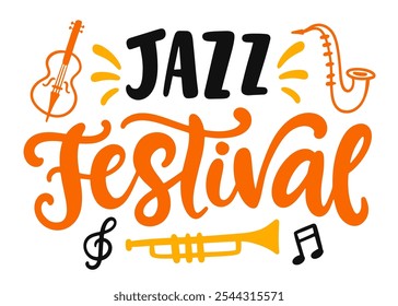 Jazz Festival Lettering Banner, Poster Typografie. Moderne Kalligrafie. Handschrift Vektor Typografie Design, Vintage Retro Stil.