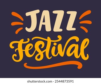 Jazz Festival Lettering Banner, Poster Typografie. Moderne Kalligrafie. Handschrift Vektor Typografie Design, Vintage Retro Stil.