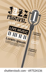 Jazz Festival Live Music Concert Poster Advertisement Retro Banner Vector Illustration