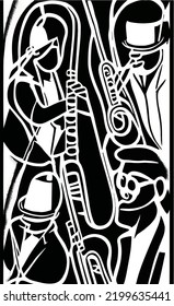 Jazz festival jazz music poster vector illustration;