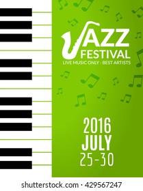 Jazz festival poster with a saxophone. Musical flyer design template.