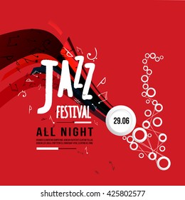 Jazz festival poster template. Jazz music. Saxophone. International Jazz Day. Vector design element.