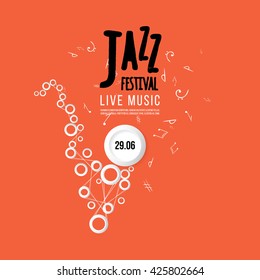 Jazz festival poster template. Jazz music. Saxophone. International Jazz Day. Vector design element.