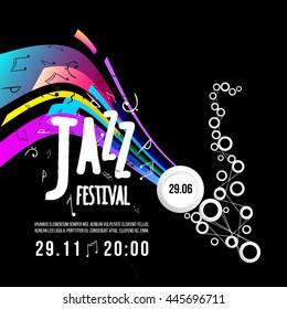 Jazz festival poster template. Jazz music. Saxophone. International Jazz Day. Vector design element.