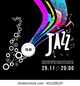 Jazz festival poster template. Jazz music. Saxophone. International Jazz Day. Vector design element.