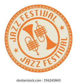 Jazz Festival stamp or label, vector illustration