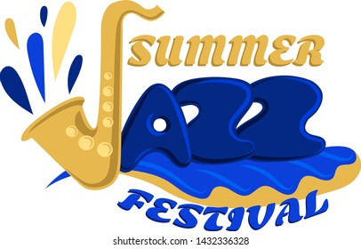 Jazz festival vector music concert logo musical instrument logotype musician playing saxophone sound art badge festival performance emblem isolated on white background