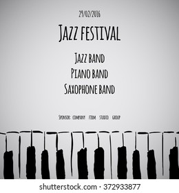 Jazz festival. Vector poster. Black text and white background.