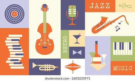 Jazz. Geometric vector illustration on the theme of music