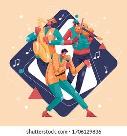 Jazz Group Musicians Street Performance Illustration