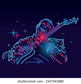 Jazz guitar player neon sign