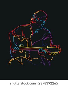 Jazz guitar player vector illustration