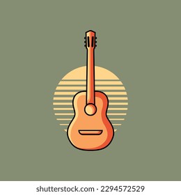 Jazz Guitar Vintage Style Illustration