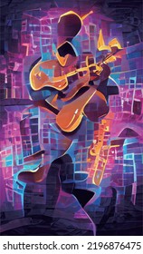 Jazz guitarist Abstract painting,music poster