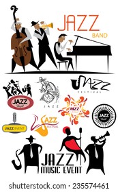 Jazz Icon Collection, Music Art Concept, Blues Characters (Vector Art)