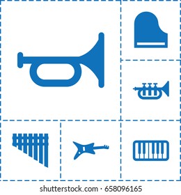 Jazz icon. set of 6 jazz filled icons such as piano, harmonica, trumpet