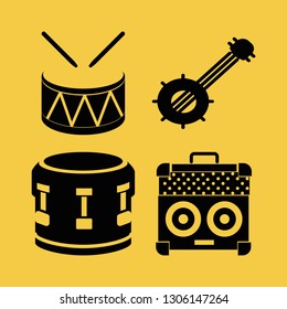 jazz icon set with amplifier, banjo and drum vector illustration