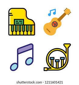jazz icon set. vector set about guitar, music, piano and french horn icons set.