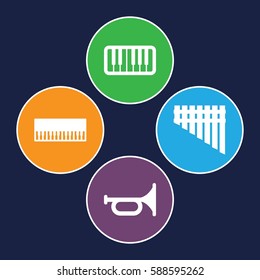 jazz icons set. Set of 4 jazz filled icons such as piano, harmonica