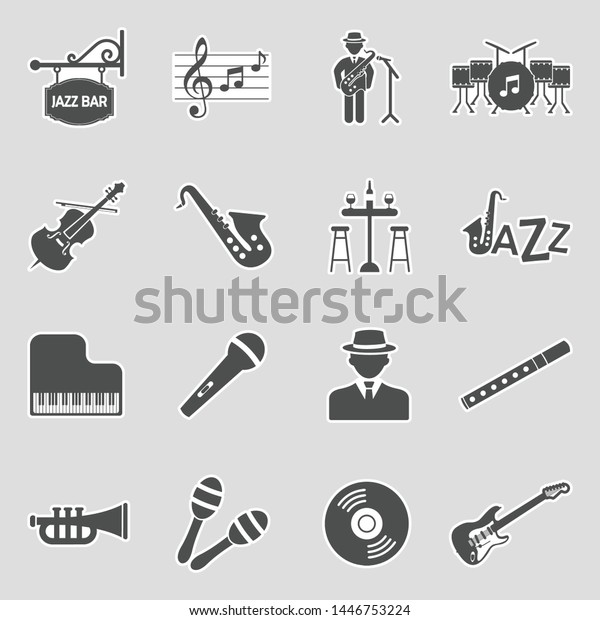 Jazz Icons Sticker Design Vector Illustration Stock Vector Royalty Free