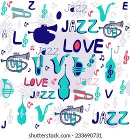 Jazz instruments pattern.Music background.