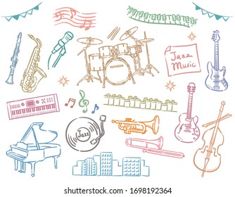 Jazz instruments set. Vector illustration.