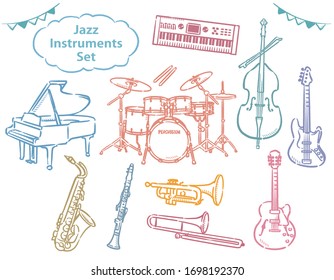 Jazz instruments set. Vector illustration.