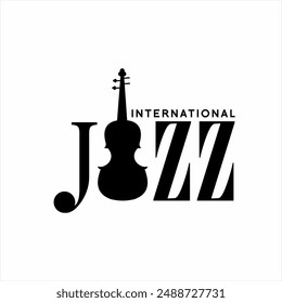 Diseño internacional de Jazz con silueta de violín en la letra A.