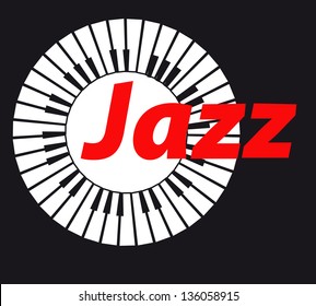 Jazz. Keyboard on dark background. A vector illustration