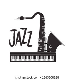 jazz label with saxophone icon