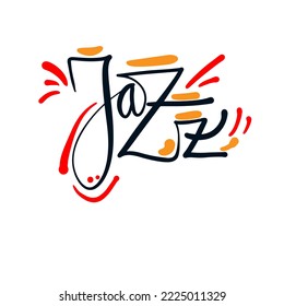 Jazz. Lettering inscription. Color vector isolated illustration