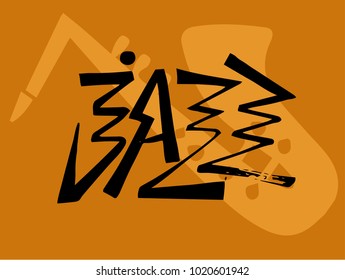 Jazz lettering. Vector ink inscription. Brush pen calligraphy modern style. Music poster. Perfect for music events, jazz concerts.