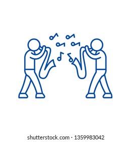 Jazz line icon concept. Jazz flat  vector symbol, sign, outline illustration.