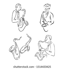 Jazz line icon concept. Jazz vector linear illustration, symbol, sign