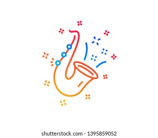 Jazz line icon. Saxophone Musical instrument sign. Music symbol. Gradient design elements. Linear jazz icon. Random shapes. Vector