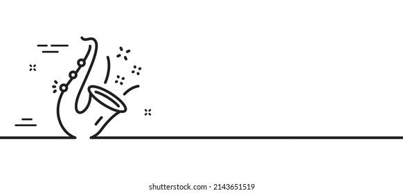 Jazz line icon. Saxophone Musical instrument sign. Music symbol. Minimal line illustration background. Jazz line icon pattern banner. White web template concept. Vector