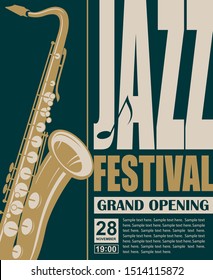 jazz live music festival poster with saxophone