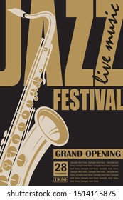 jazz live music festival poster with saxophone