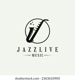 jazz live music logo design circle shape saxophone