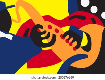jazz man , musician playing on saxophone - vector illustration