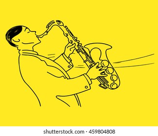 Jazz Man. Man playing saxophone. 