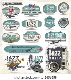 Jazz music badges and labels