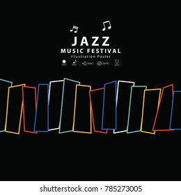 Jazz music banner poster square illustration vector. Background concept.