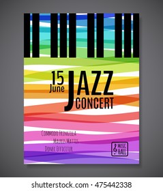 Jazz music concert  background. Keyboard vector illustration. Music event Flyer or Poster template design. 