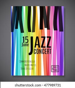 Jazz music concert  background. Keyboard vector illustration. Music event Flyer or Poster template design. 