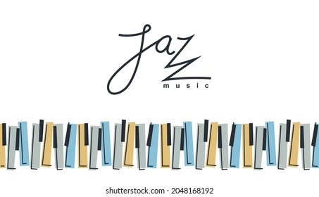 Jazz-Musikemblem oder Logo, Vektorgrafik im Flachstil einzeln, Großpiano-Logo für die Aufnahme von Label, Studio oder Musikband.