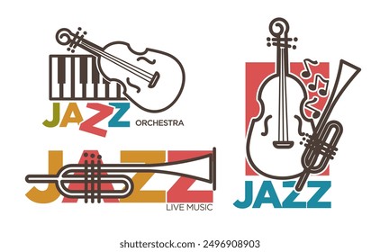 Jazz Music Event Logos vector